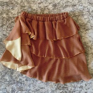 VICOLO Short Brown Skirt with Polka dots